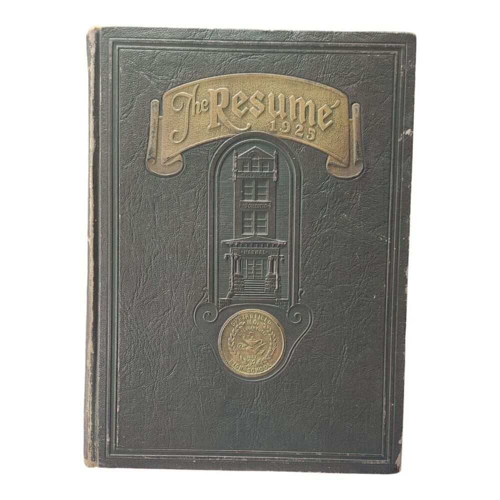 Antique 1925 The Resume Springfield High School Missouri Yearbook Vintage Book